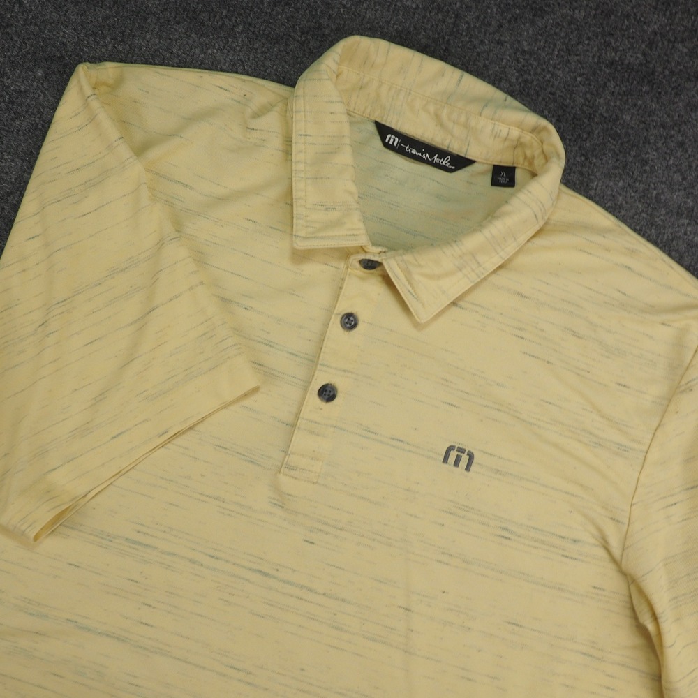 Travis Mathew Polo Shirt Mens XL Yellow Space Dye Golf Performance Athleisure